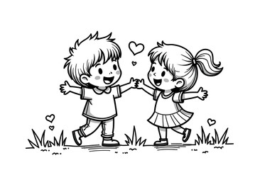 Fototapeta premium Happy Children Playing Together in Garden