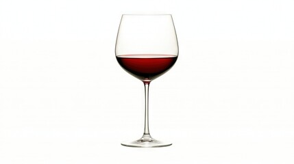   Red wine in a close-up wine glass on white background