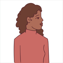 black history month. A side view portrait of a young Black woman wearing a pink outfit. Representing poise and grace