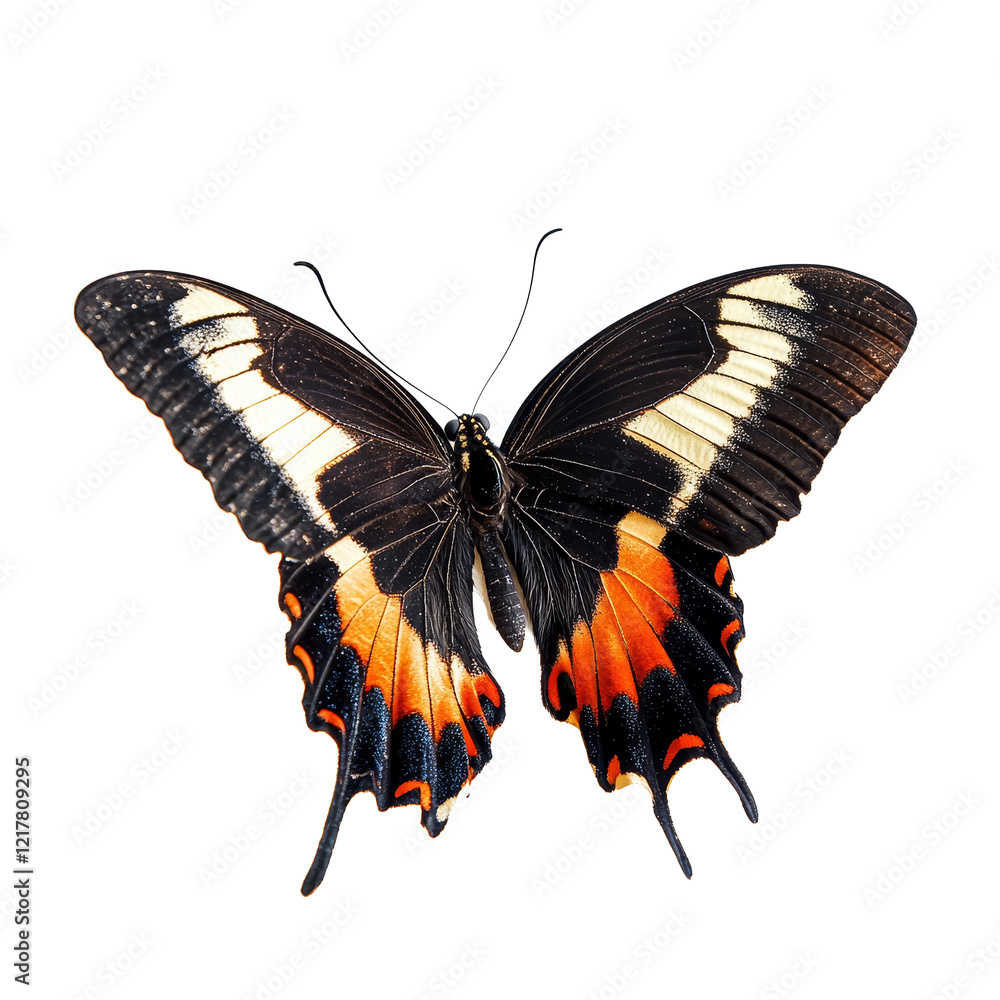 Poster beautiful butterfly with vivid colors isolated on a transparent background showcasing intricate deta