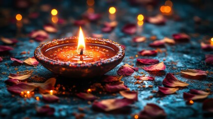 Illuminated Diya: A Celebration of Light and Tranquility