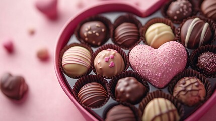 Heart gift box with set of chocolates 