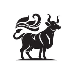 Black Color Cow silhouette design Vector Illustration, Solid White Background (6).eps