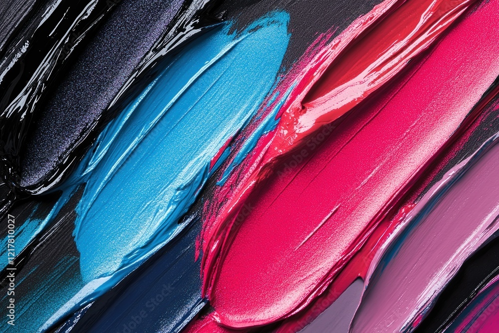Poster colorful abstraction with vibrant strokes of paint creating artistic shadows