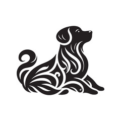 Black Color Dog silhouette design Vector Illustration, Solid White Background (1).eps