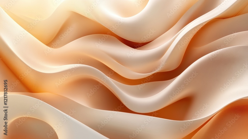Poster elegant undulating waves of soft fabric in warm peach and cream tones creating a serene atmosphere