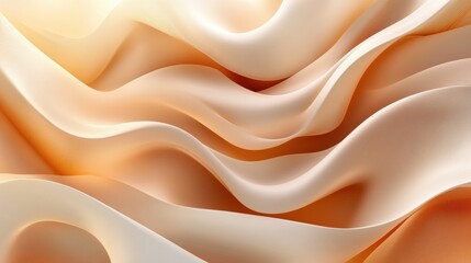 Obraz premium Elegant undulating waves of soft fabric in warm peach and cream tones creating a serene atmosphere