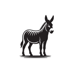 Black Color Donkey silhouette design Vector Illustration, Solid White Background (5).eps