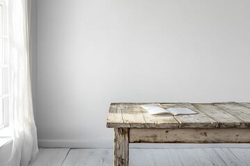 Rustic Wooden Table in a Minimalist Room