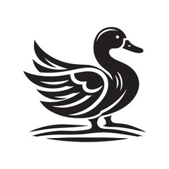 Black Color Duck silhouette design Vector Illustration, Solid White Background (2).eps