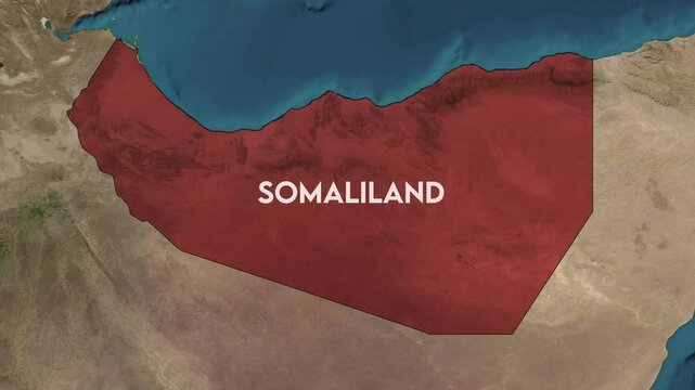 Zoom from Earth to Somaliland. World map animation with country borders, Images from NASA