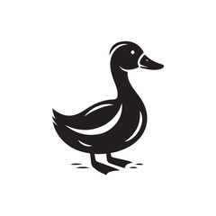 Black Color Duck silhouette design Vector Illustration, Solid White Background (11).eps