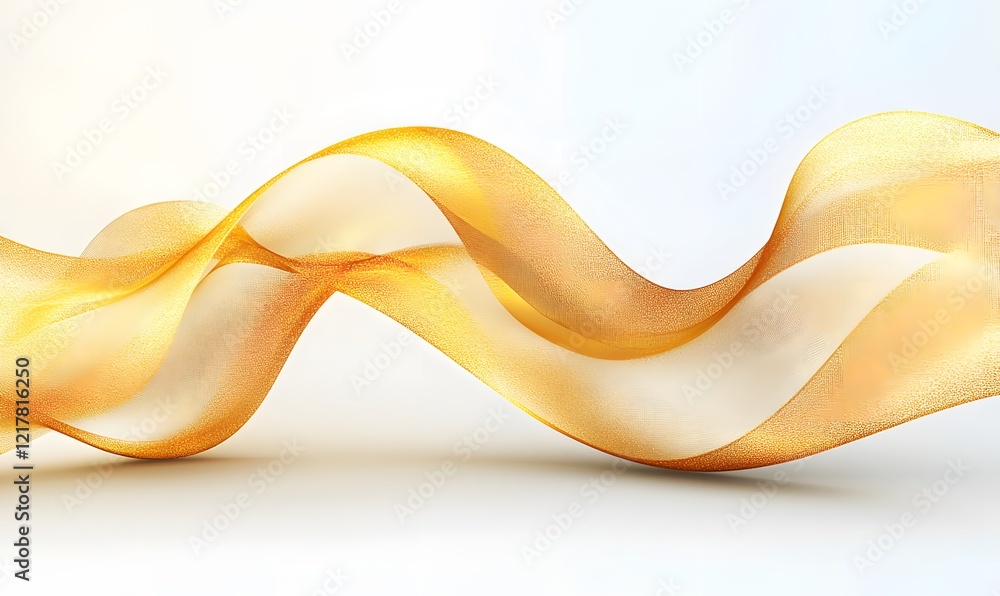 Aufkleber golden wave of fabric on a white surface creating an elegant and soft abstract