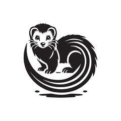 Black Color Ferret silhouette design Vector Illustration, Solid White Background (1).eps