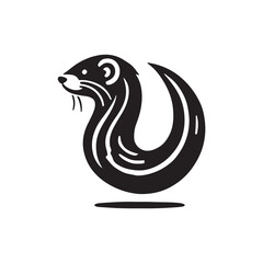 Black Color Ferret silhouette design Vector Illustration, Solid White Background (11).eps
