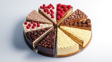 Assorted Triangle Cakes Top View Isolated on White Background