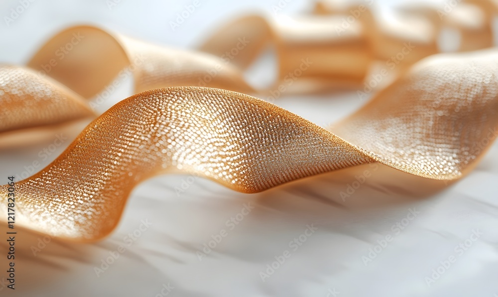 Aufkleber elegant golden ribbon unfurled on a soft white background creating a gentle curve