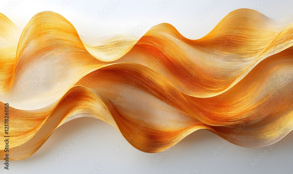 Poster Golden abstract wave pattern with gradient light on a white background creating dynamic movement