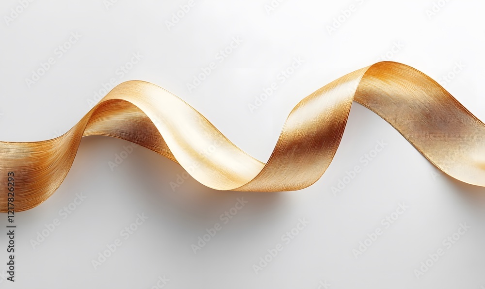 Poster elegant golden ribbon gracefully curves against a clean white backdrop creating a simple yet sophist