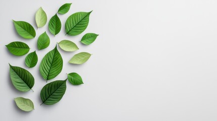 Lush Green Leaves Arranged Artistically on a Soft Background for Nature and Design Concepts
