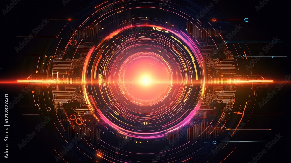 Poster futuristic circuitry with 3d sleek interface design