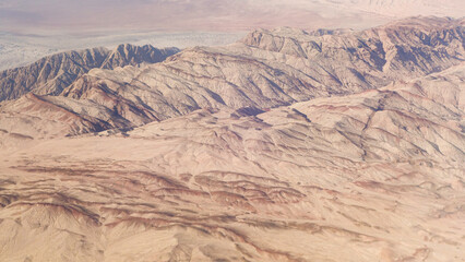 Aerial image of the Wadi Rum desert in Jordan