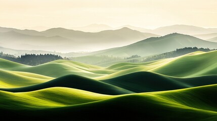  Green Landscape with Hills and Trees