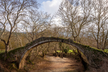 The stone arched bridge of Alamanos (1858), next to Agia-Skiti road, Larissa, Thessaly, Greece.