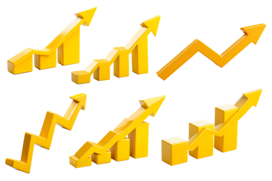Set of yellow upwards, cut out - Powered by Adobe