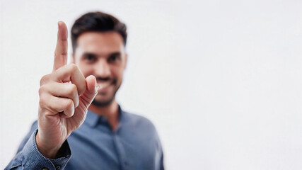 Man Hand Gesture or Pointing at Smartphone Display for Attention playful 