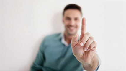 Man Hand Gesture or Pointing at Smartphone Display for Attention playful 