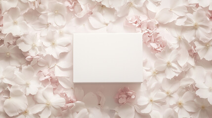 A white box in the middle of a white floral background