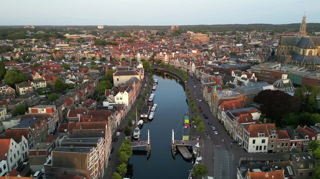 Aerial view of the historic city of Haarlem, The Netherlands