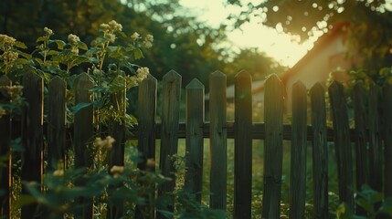 Obraz premium Rustic Fence with Subtle Gradients and Natural Light