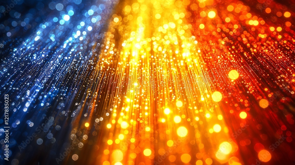 Aufkleber abstract vertical light beam with multicolored sparkling bokeh effects creating a dynamic scene_1