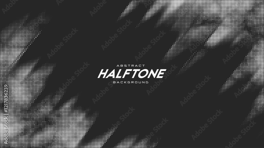 Poster abstract vector torn monochrome halftone background. scrathed dotted texture element. diagonal compo