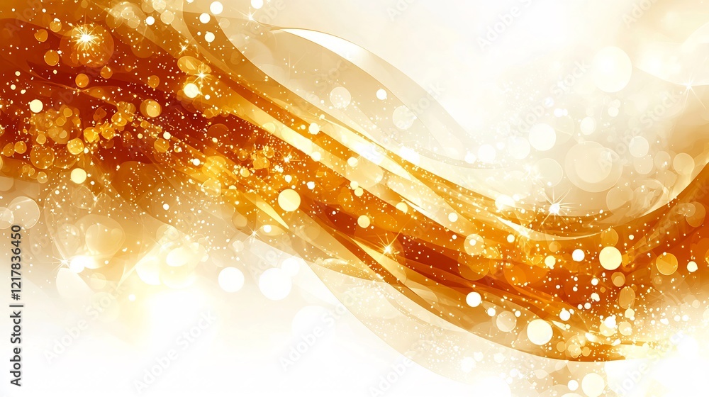 Aufkleber abstract golden background with flowing lines bokeh lights and sparkling effects design