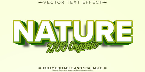 Organic green text effect, editable natural and fruit text style
