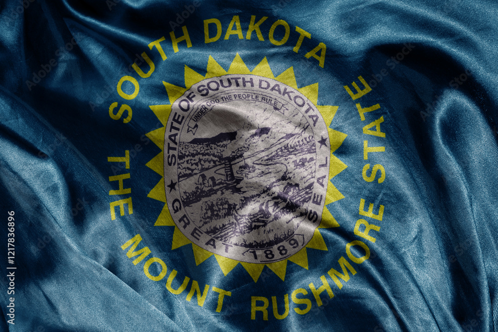 Canvas Prints big shine waving colourful realistic flag of south dakota state . macro shot