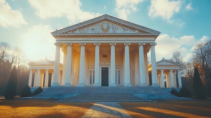 Obraz premium Symmetrical columns neoclassical building grandeur high resolution image