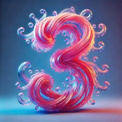 Vibrant and artistic number three design, featuring flowing colors and dynamic textures, perfect for creative projects, branding, or educational materials.