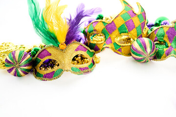 Mardi Gras Celebration. Vibrant Mardi Gras masks and beads