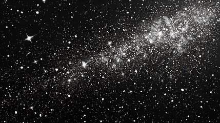 Abstract depiction of a night sky with gently falling snowflakes and stars creating a celestial view