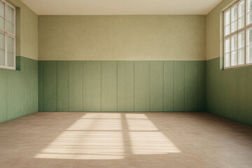 Obraz premium A room with a green wall and a green wall