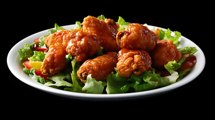 Fototapeta premium fried chicken wings with sauce salad