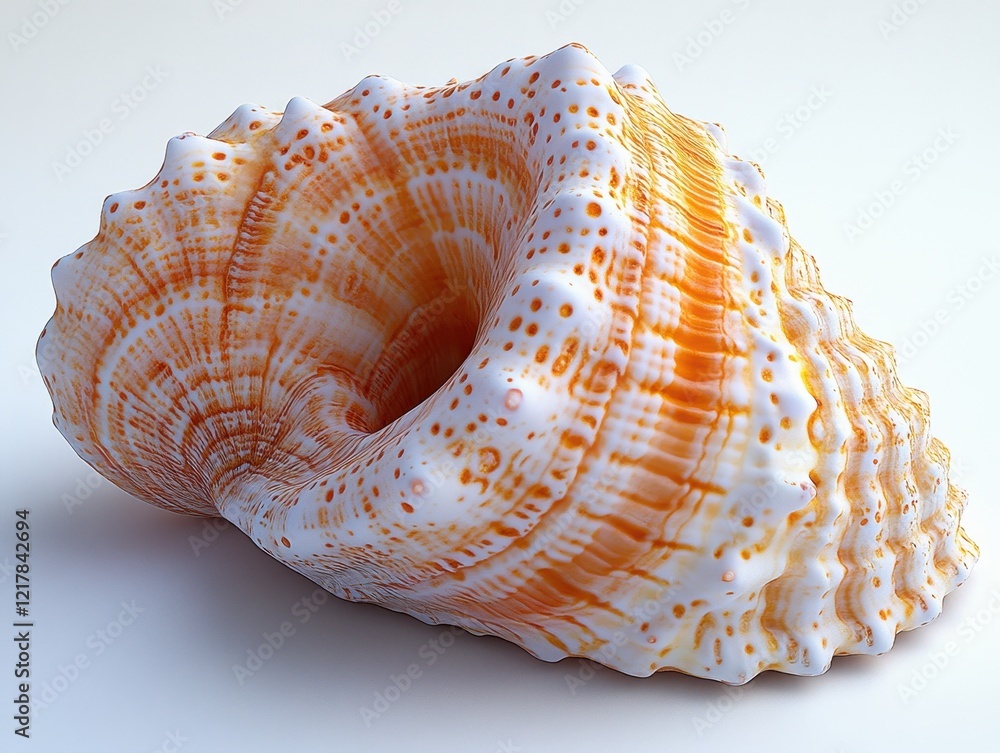 Poster a detailed close-up of a spiral seashell showcasing intricate patterns.
