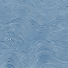 Simple flat illustration of dark blue abstract wave pattern background.