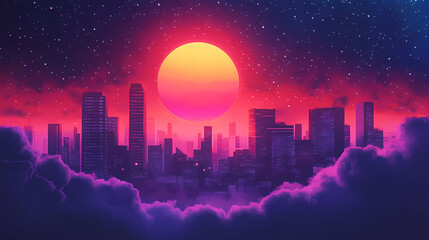 Futuristic city in the stars. Stellar Horizon. Illustration