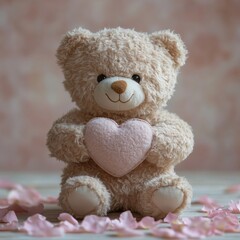 Obraz premium Teddy bear hugging heart 