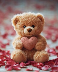 Obraz premium Cute teddy holding heart